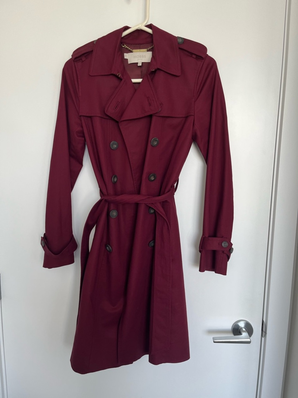 Hobbs, Saskia Trench Coat, Burgundy, UK 8 / US 4